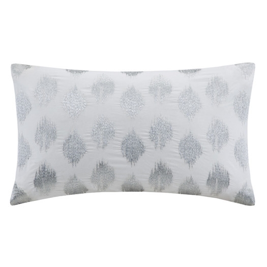 Nadia Dot Embroidered Cotton  12"x18" Lumbar Pillow-Poly Insert - Image 0