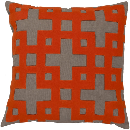 Molly Pillow- Stone / Poppy Red / Paprika / Brindle / Sienna- 18" Sq- Down fill insert - Image 0
