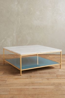 Lindley Marbled Coffee Table - White/Blue - Image 0
