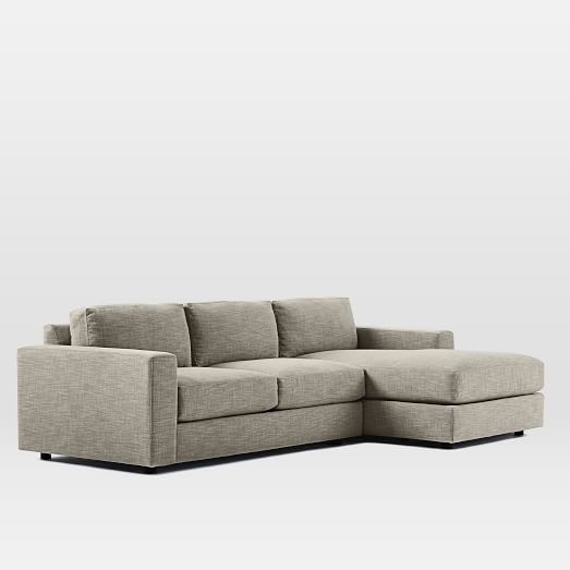 106" Urban 2-Piece Right Chaise Sectional - Heathered Tweed, Cement - Image 0