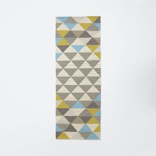 Sarah Campbell Mosaic Triangles Wool Dhurrie - Wave - 2.5'w x 7'l - Image 0