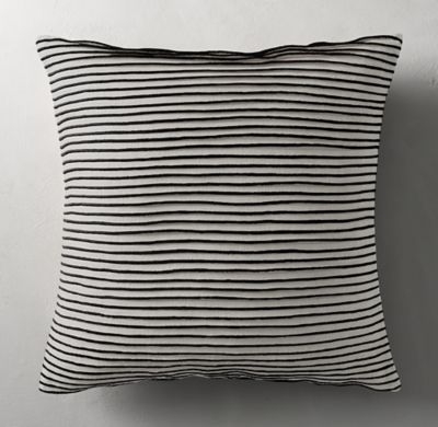 PLEATED LINEN PILLOW COVER - SQUARE- 22" sq.- Black- Insert sold separately - Image 0