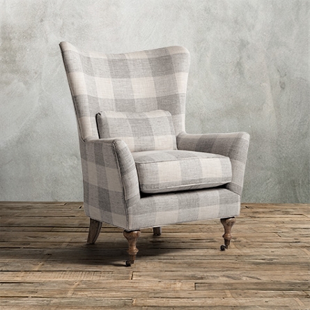 RIO 35" UPHOLSTERED CHAIR IN CHECK PLEASE THUNDER - Image 0