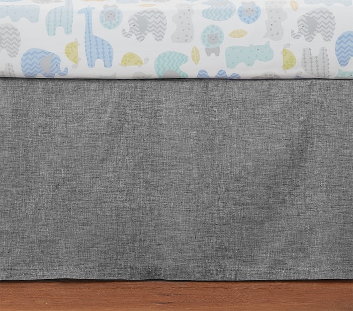 Remy Belgian Flax Linen Nursery Bedding-Crib Skirt-Gray - Image 0