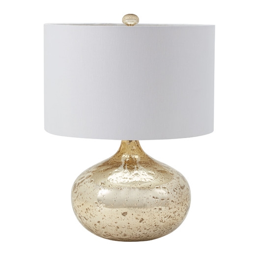 Glass Table Lamp with Drum Shade - Gold Mercury - Image 0