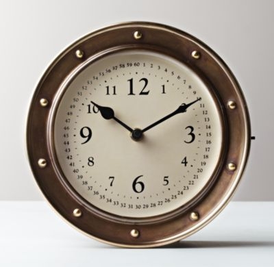 nautical brass clock - Image 0