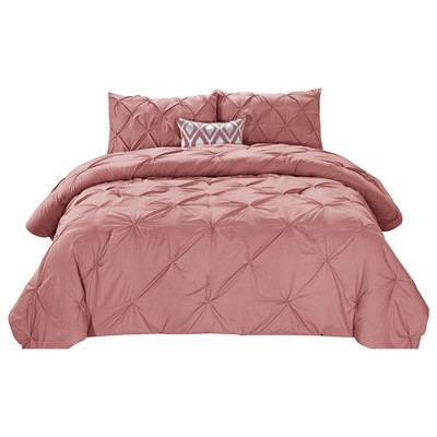 Hortence Pintuck Comforter Set, Full/Queen, Coral - Image 0
