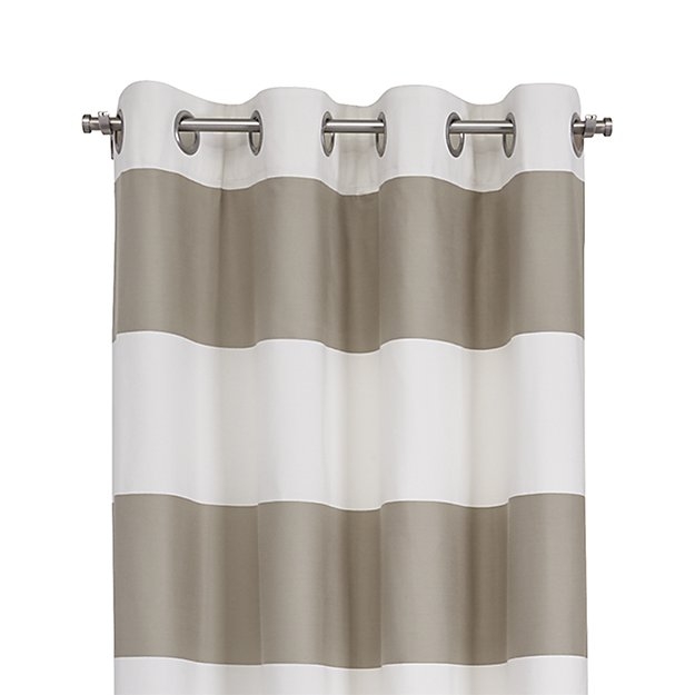 Alston 50"x84" Ivory/Khaki Striped Curtain Panel - Image 0