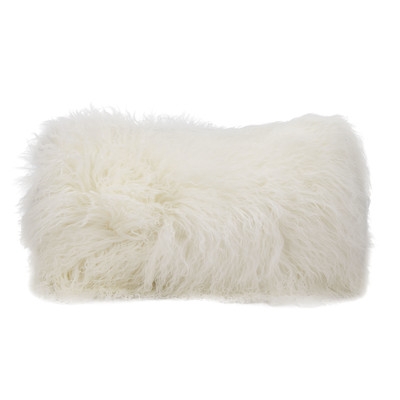 Gemstone Sheepskin Lumbar Pillow - White - Image 0