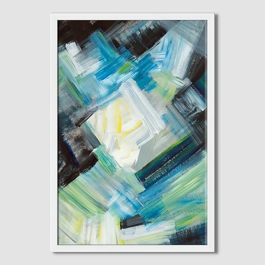 Sarah Campbell - Geo Strokes - Abstract Light - 14" x 20" - Framed - Image 0