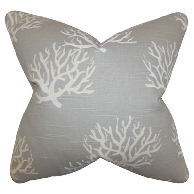 Tamarac Cotton Throw Pillow- Grey- 18" H x 18" W- Down/Feather insert - Image 0