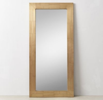 INDUSTRIAL METAL-WRAPPED LEANER MIRROR - ANTIQUE BRASS - Image 0