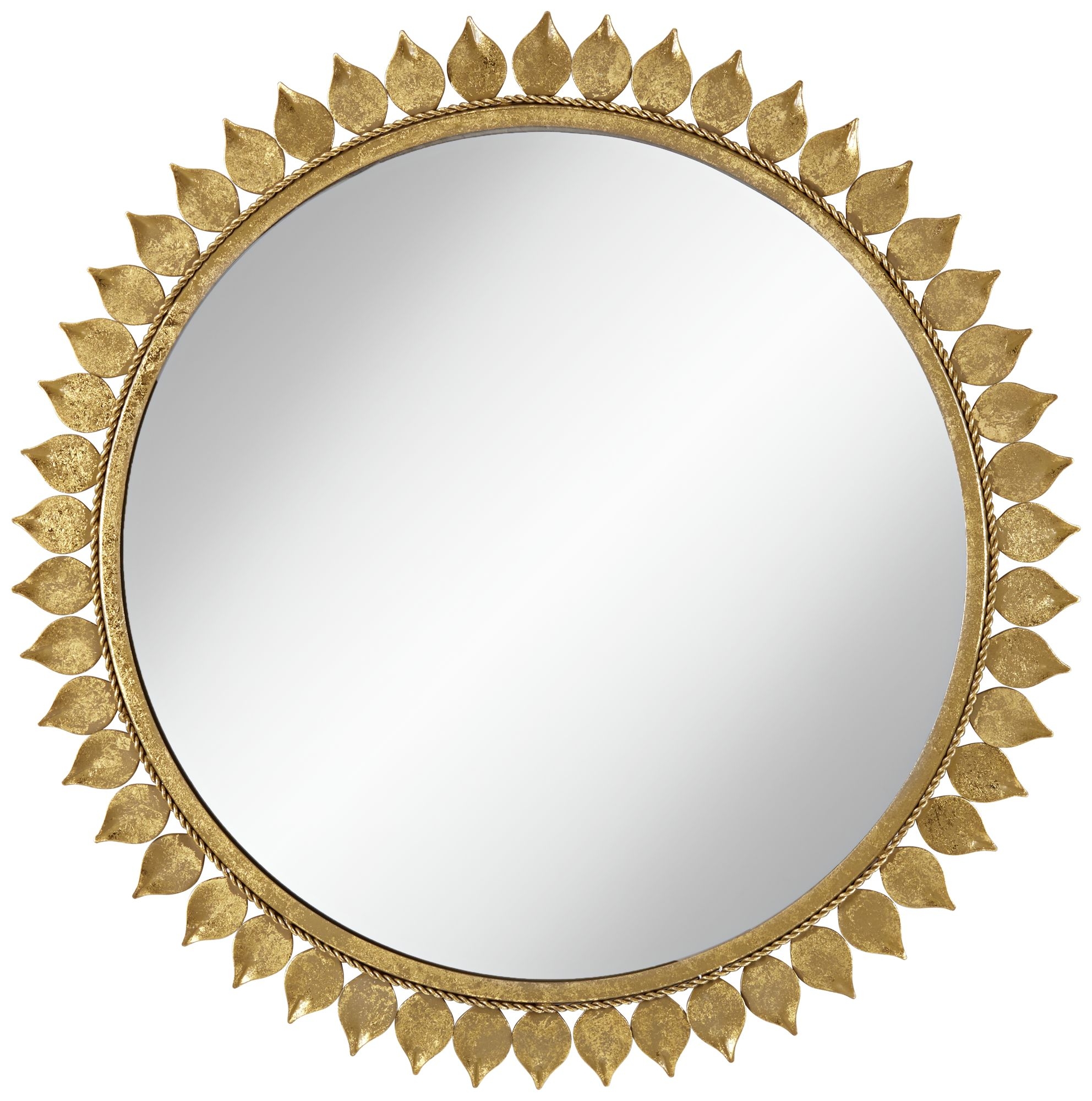 Malisana Antique Gold Leaf 27" Round Wall Mirror - Image 0