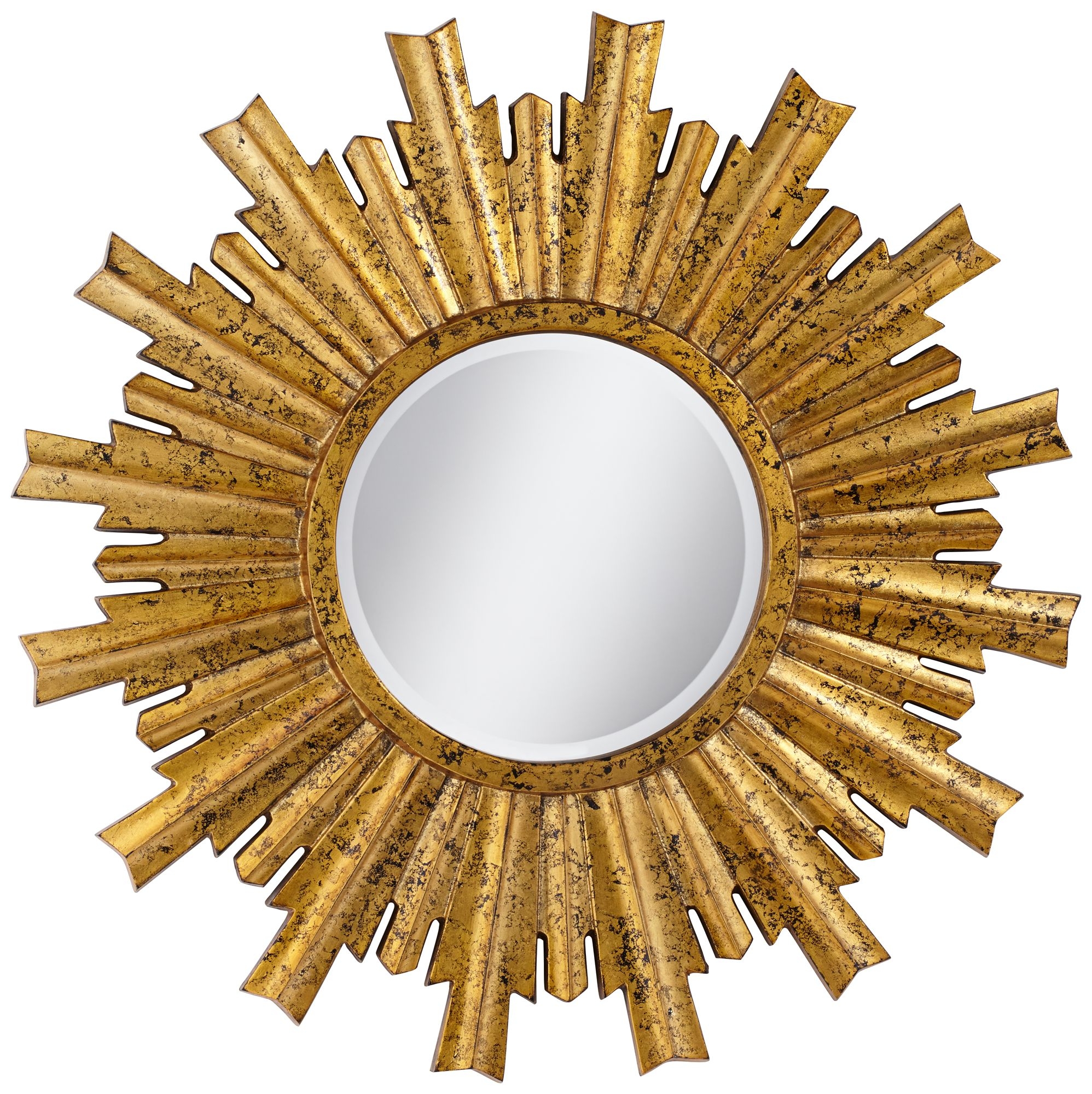 Arganda Bright Gold Sunburst 33" Round Wall Mirror - Image 0
