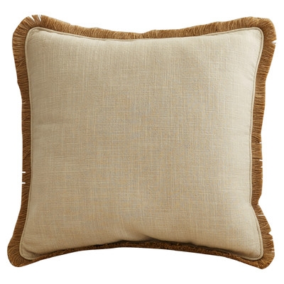 Ellery Linen Throw Pillow - Gold/Beige, 18x18, With Insert - Image 0