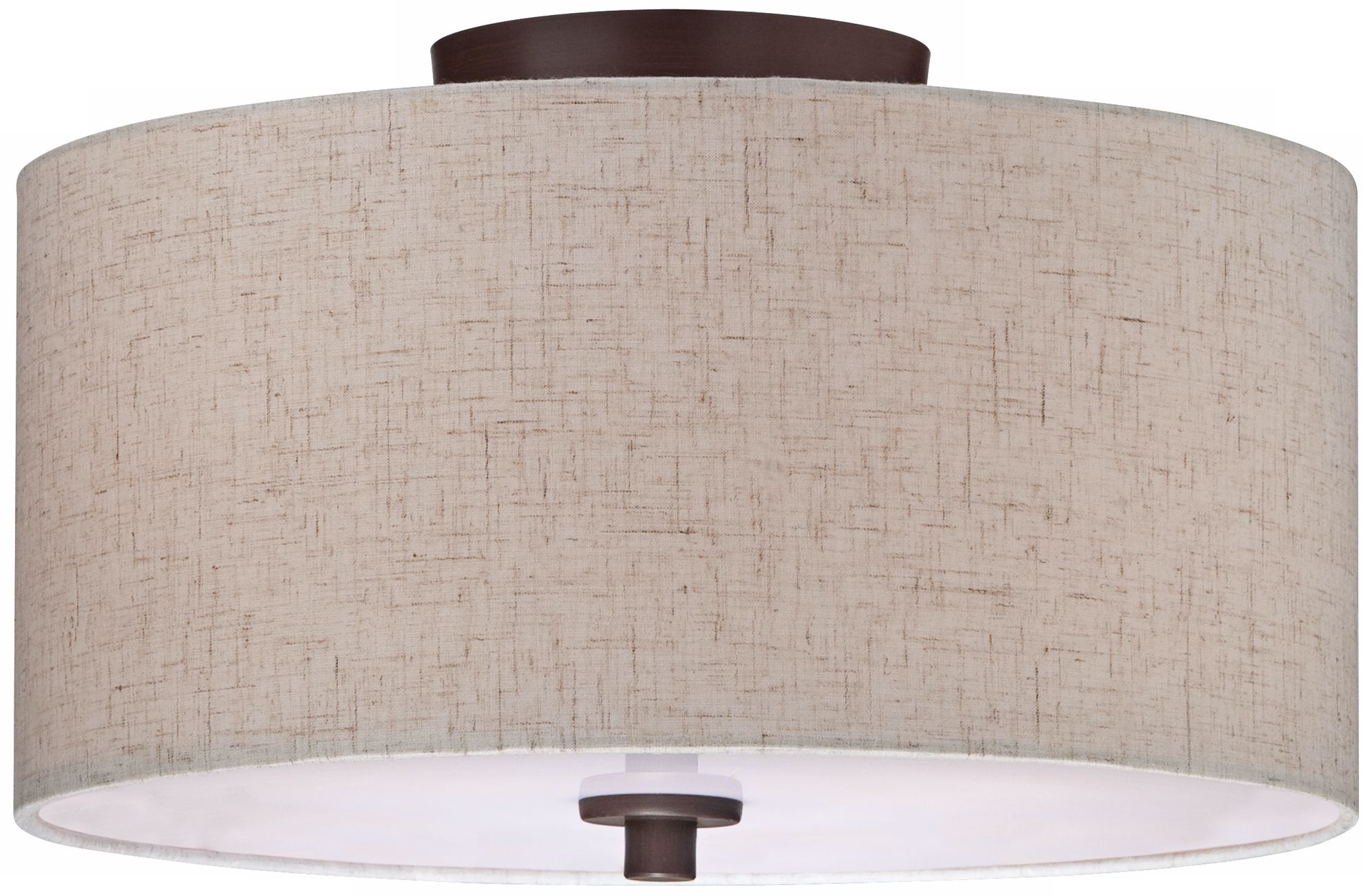 Bronze with Off White Shade 14" Wide Ceiling Light Fixture - Image 0