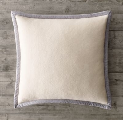 BORDERED CASHMERE PILLOW COVER - insert not included - Image 0