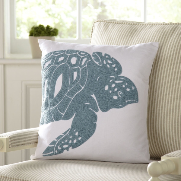 Turtle Undersea Pillow Cover -18"x18"-Gray/Blue-No Insert - Image 0