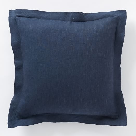 Belgian Flax Linen Pillow Cover - Midnight - 18"sq. - Insert Sold Separately - Image 0