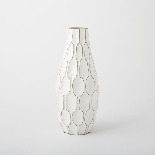 Linework Vases â€“ Honeycomb-Tall Teardrop-White - Image 0