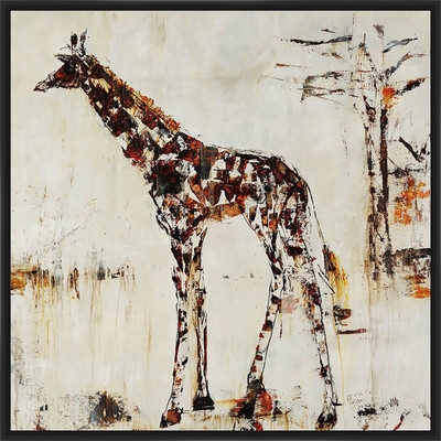'Giraffe Attack' Inverse Framed Painting Print - Image 0
