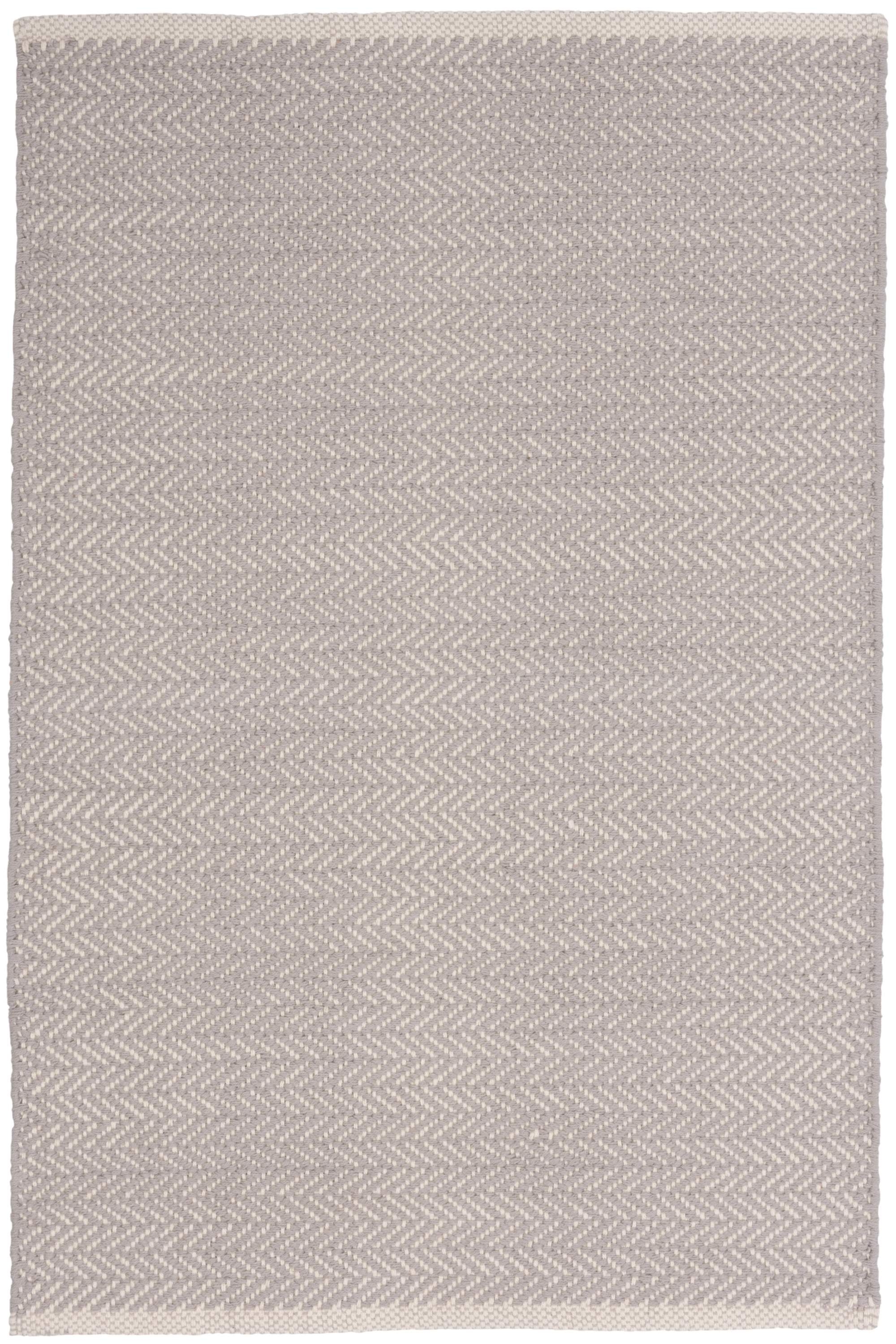 HERRINGBONE DOVE GREY WOVEN COTTON RUG - 8' x 10' - Image 0
