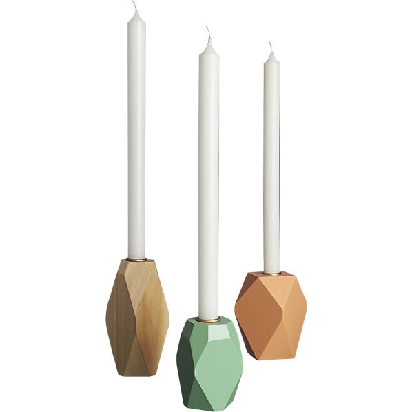 3-piece pomona wood taper candle holder set - Image 0