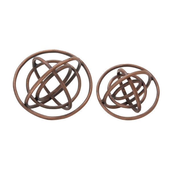 2 Piece Ring Patterned Decorative Orb Set - Copper - Image 0