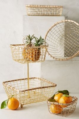 Brushed Wire Fruit Bowl- Tiered basket: - Image 0