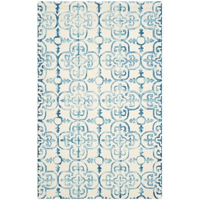 Dip Dye Hand-Tufted Ivory / Turquoise Area Rug - 6' x 9' - Image 0