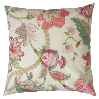 Juhani Floral Cotton Throw Pillow -18" x 18" -Down/Feather - Image 0