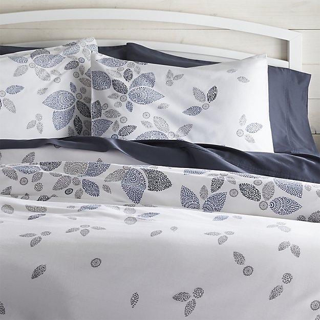 Henna Leaf Blue Duvet Covers and Pillow Shams - Image 0