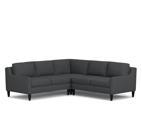 Beverly Upholstered 3-Piece L-Shaped Sectional-Linen Blend-Gunmetal Gray - Image 0