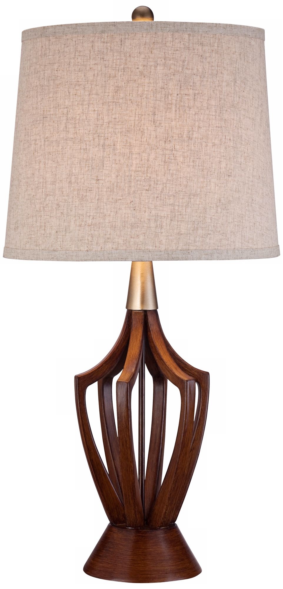 St. Claire Wood Finish Mid-Century Modern Table Lamp - Image 0