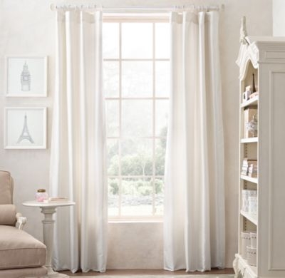 Washed silk drapery panel - Ivory, 96"L - Image 0