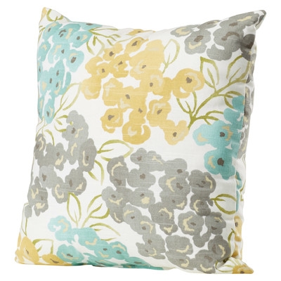 Egerton Floral Cotton Throw Pillow - 18"H x 18"Wx 5"D -Pool-  Polyester fill insert - Image 0