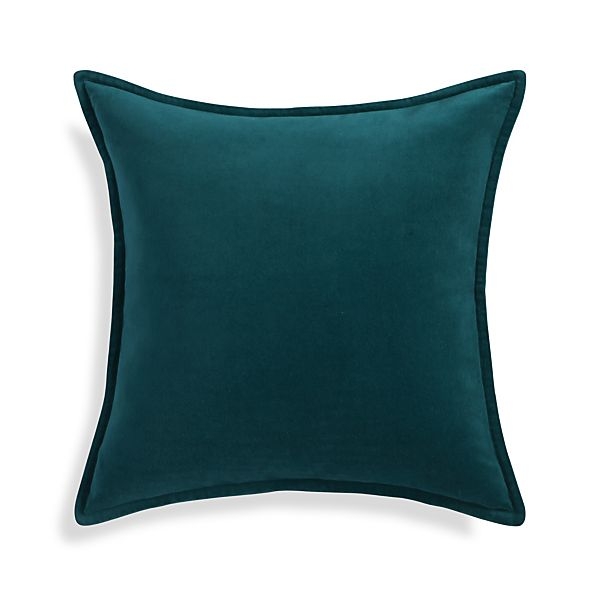Brenner Teal Blue 20" Pillow with Feather-Down Insert - Image 0