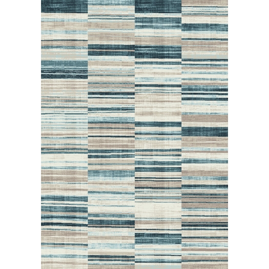 Villa Barcode Floor Cloth Beige/Blue Area Rug - Image 0