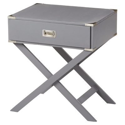 Neptune Campaign 1 Drawer End Table - Gray - Image 0