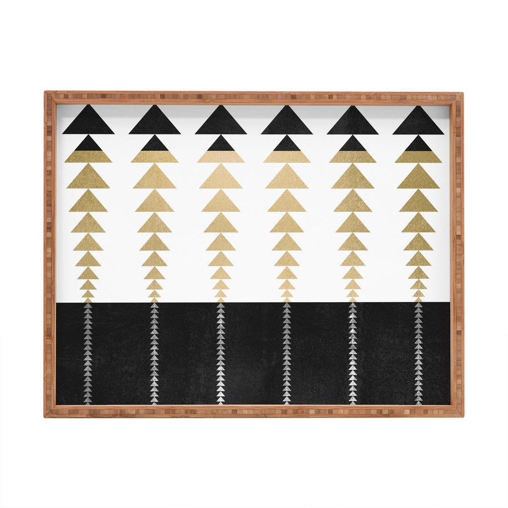 Triangles in gold Rectangular Tray - Large - Image 0