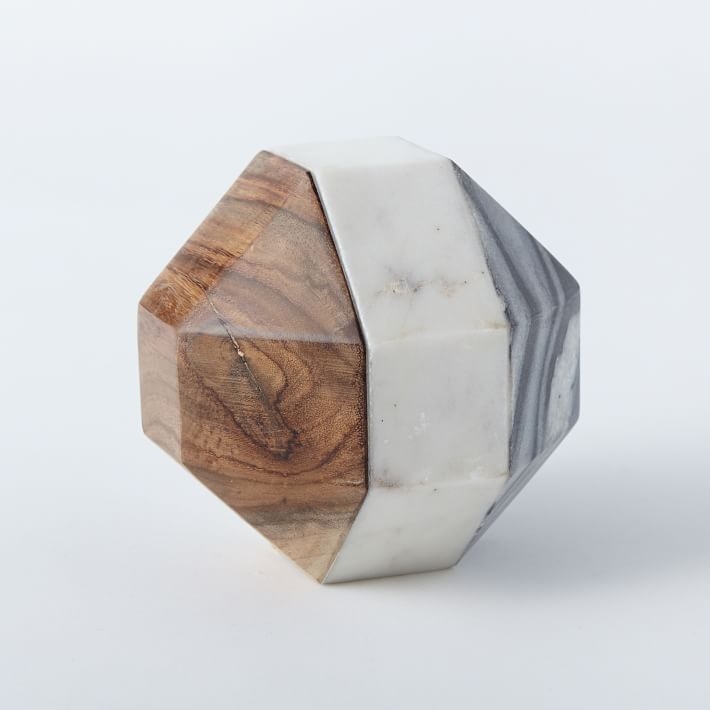 Marble + Wood Geometric Objects - Octahedron - Large - Image 0