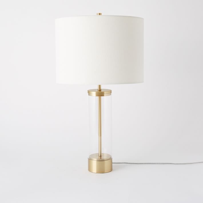 Acrylic Column Table Lamp - Antique Brass - Image 0