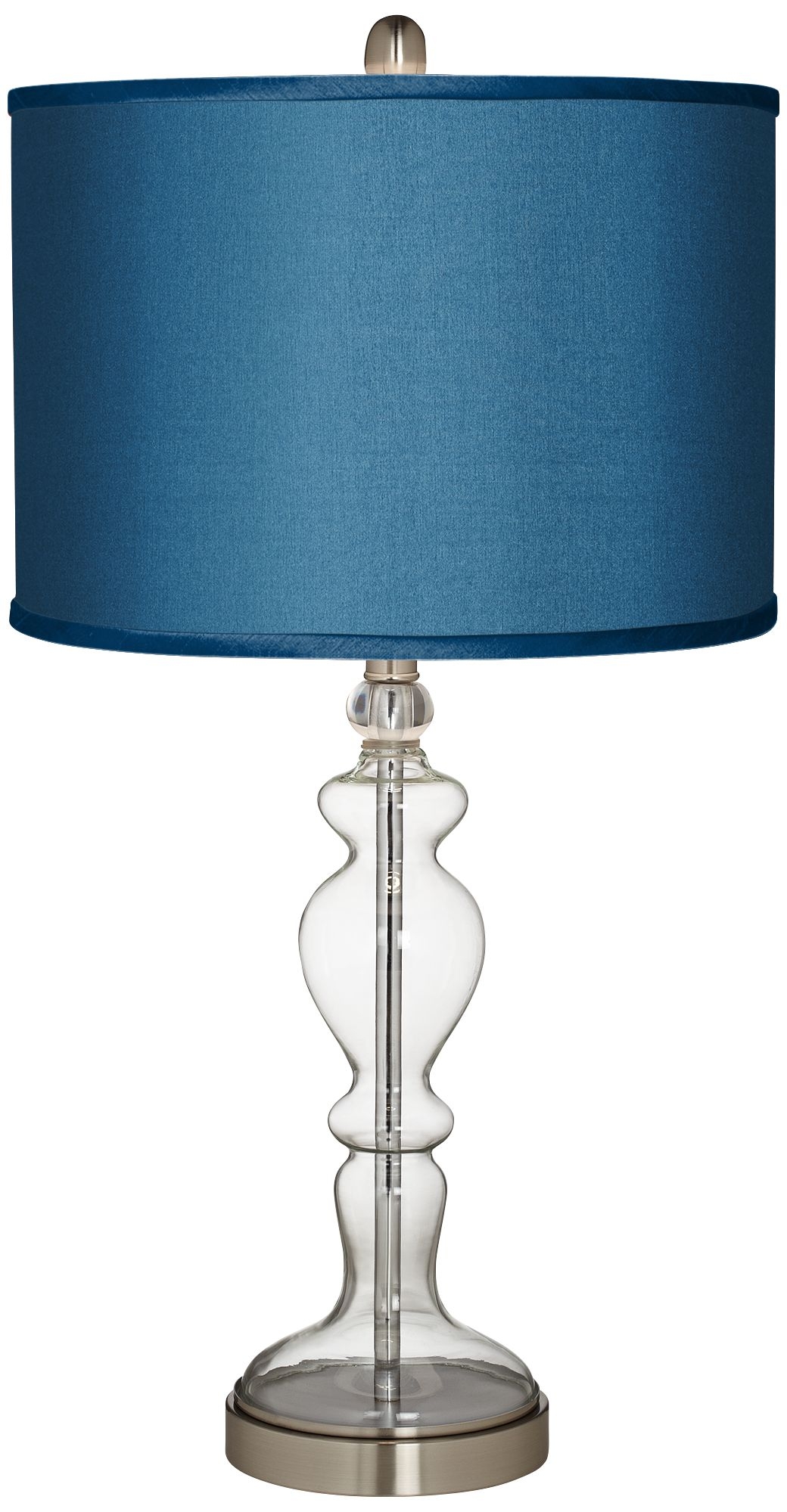 Blue Faux Silk Apothecary Clear Glass Table Lamp - Image 0