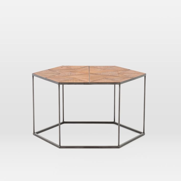 Faceted Wood Hexagon Coffee Table - Image 0