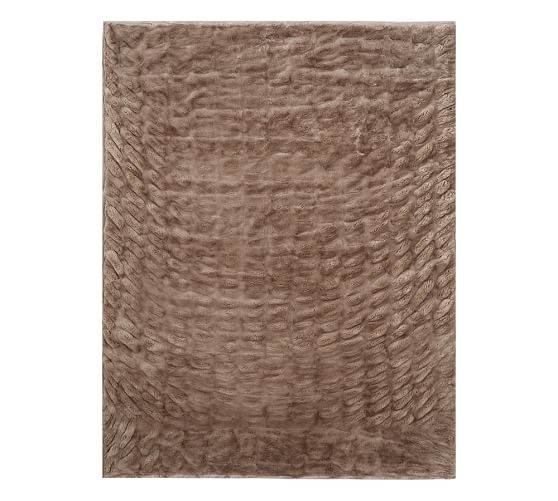 RUCHED FAUX FUR THROW - TAUPE - Image 0