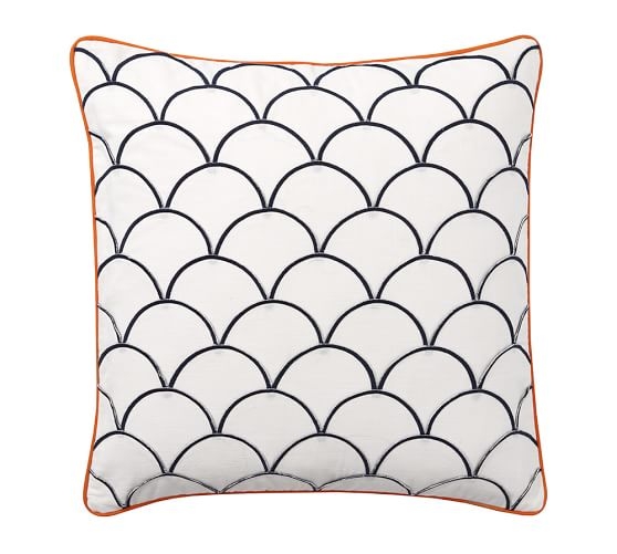Scallop Embroidered Pillow Cover - 24sq. - Insert Sold Separately - Image 0