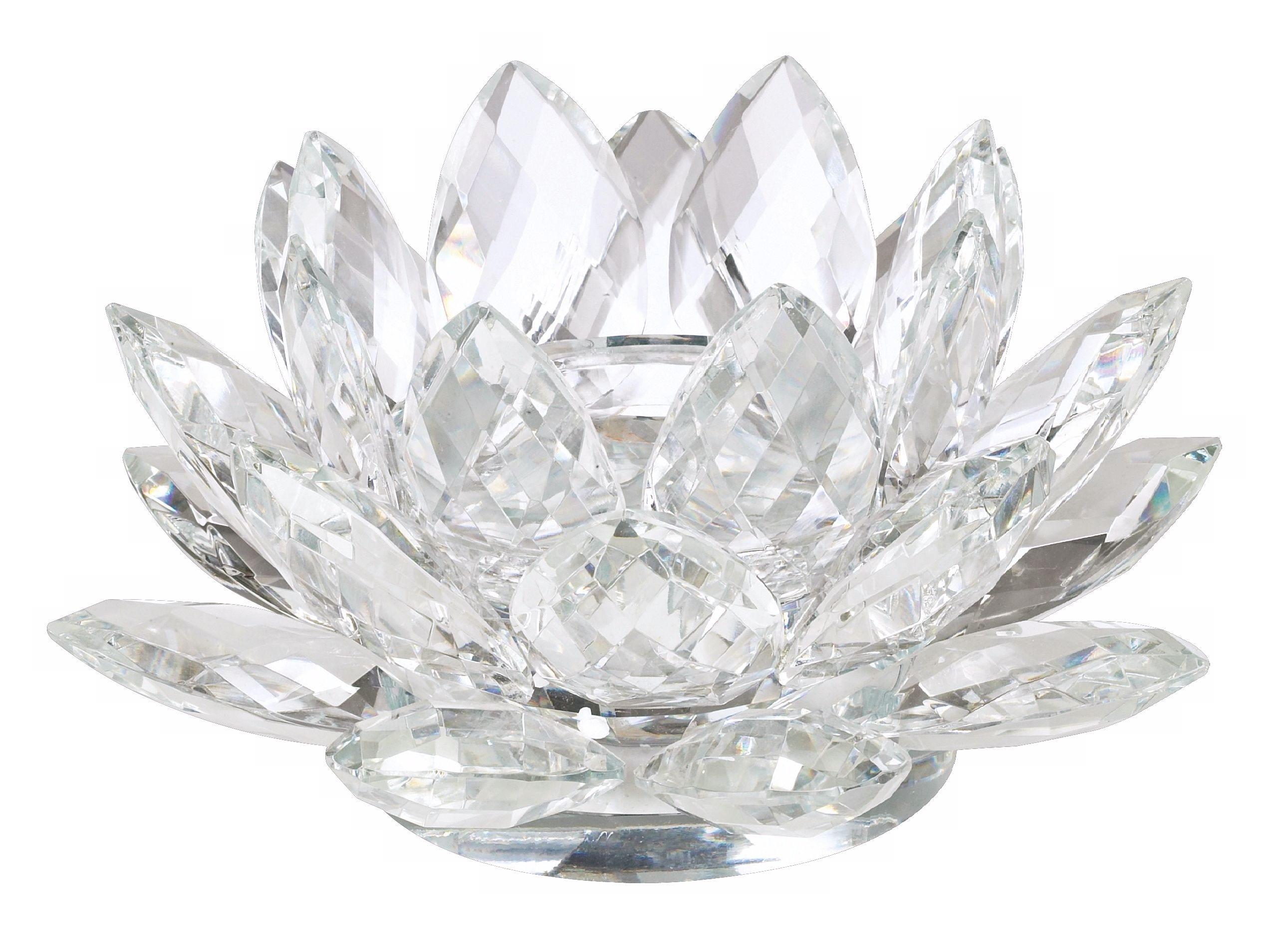 Clear Crystal Lotus Candle Holder - Image 0
