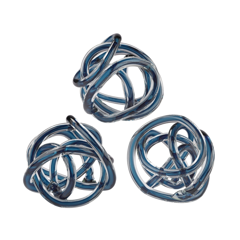 Navy Blue Glass Knot - Set of 3 - Image 0
