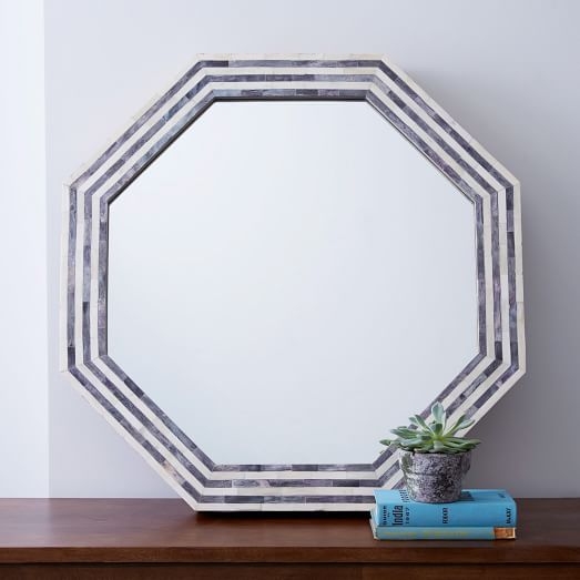 Parsons Octagonal Mirror - Gray Herringbone - Image 0