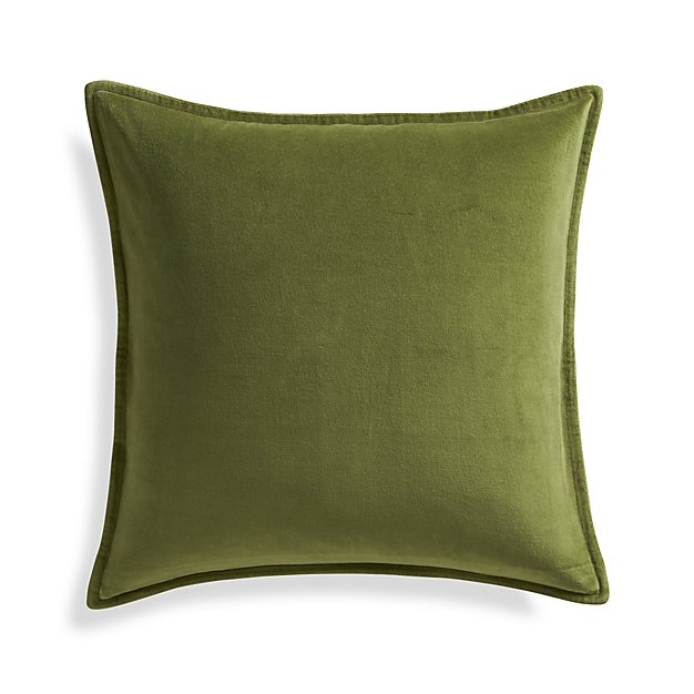 Brenner Leaf Green 20" Velvet Pillow with Down-Alternative Insert - Image 0